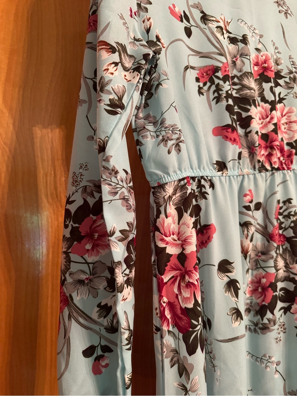 Women’s Light Blue Floral Long Sleeve Dress